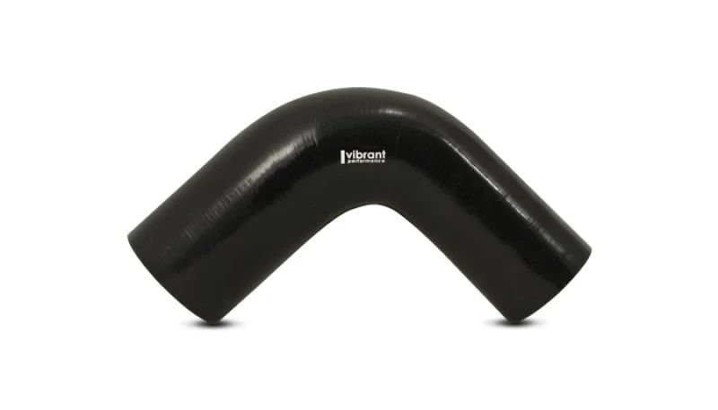 Vibrant 1.75in ID x 2in ID x 4in Long Gloss Black Silicone 90 Degree Transition Elbow - Image 2