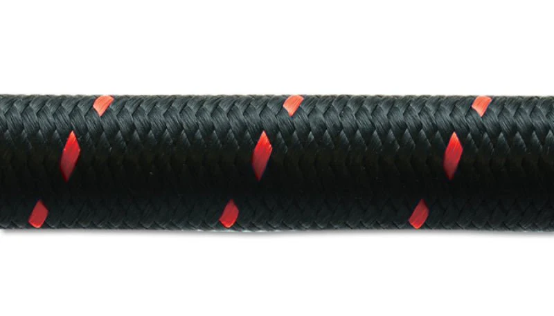 Vibrant -12 AN Two-Tone Black/Red Nylon Braided Flex Hose (5 foot roll) - Image 2