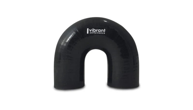 Vibrant 4 Ply Reinforced Silicone Elbow Connector - 2in ID x 5.50in Leg 180 Deg Elbow (BLACK) - Image 2
