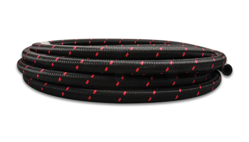 Vibrant -6 AN Two-Tone Black/Red Nylon Braided Flex Hose (10 foot roll) - Image 3